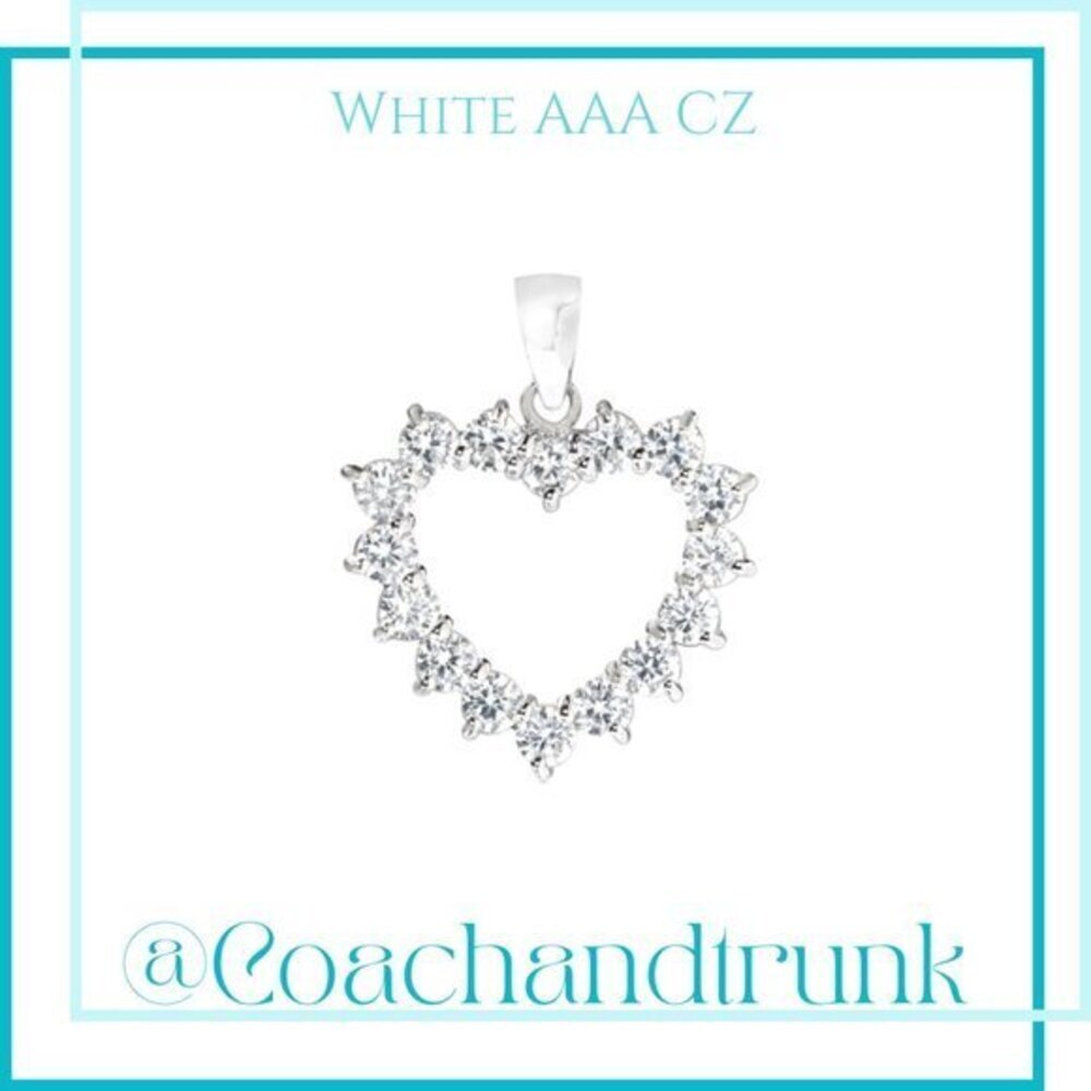 925 AAA Rated 16 Brilliant White CZ's Sterling Heart Necklace NWT